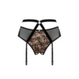 Allunes Offener Schritt Strumpfgürtel Schwarz-Leo Size Plus von Obsessive Size Plus | Fesselliebe.de