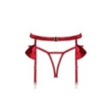 Rubinesa Strumpfgürtel & Offener Schritt Tanga Rot von Obsessive | Fesselliebe.de