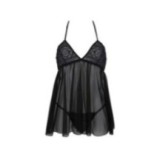 Eco Kerria Chemise & Tanga Schwarz von Passion Eco Collection | Fesselliebe.de