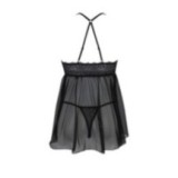 Eco Kerria Chemise & Tanga Schwarz von Passion Eco Collection | Fesselliebe.de