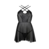 Eco Selaginella Chemise & Tanga Schwarz von Passion Eco Collection | Fesselliebe.de