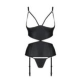 Jannies Korsett & Tanga mit offenem Schritt Schwarz von Passion-Exklusiv | Fesselliebe.de
