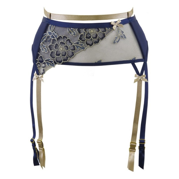 Strumpfgürtel Blau-Beige V-9332 von Axami | Fesselliebe.de