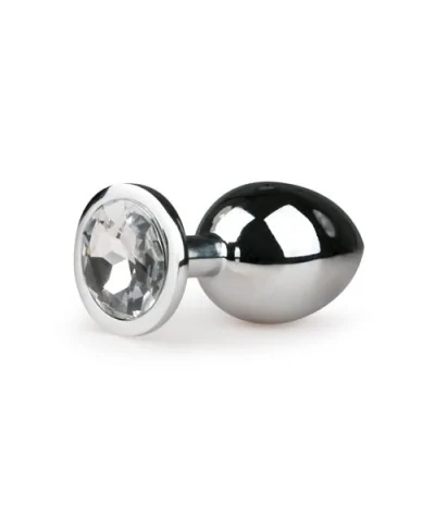 Butt Plug aus Metall mit druchsichtigem Zierstein – Silberfarbig von Easytoys Anal Collection